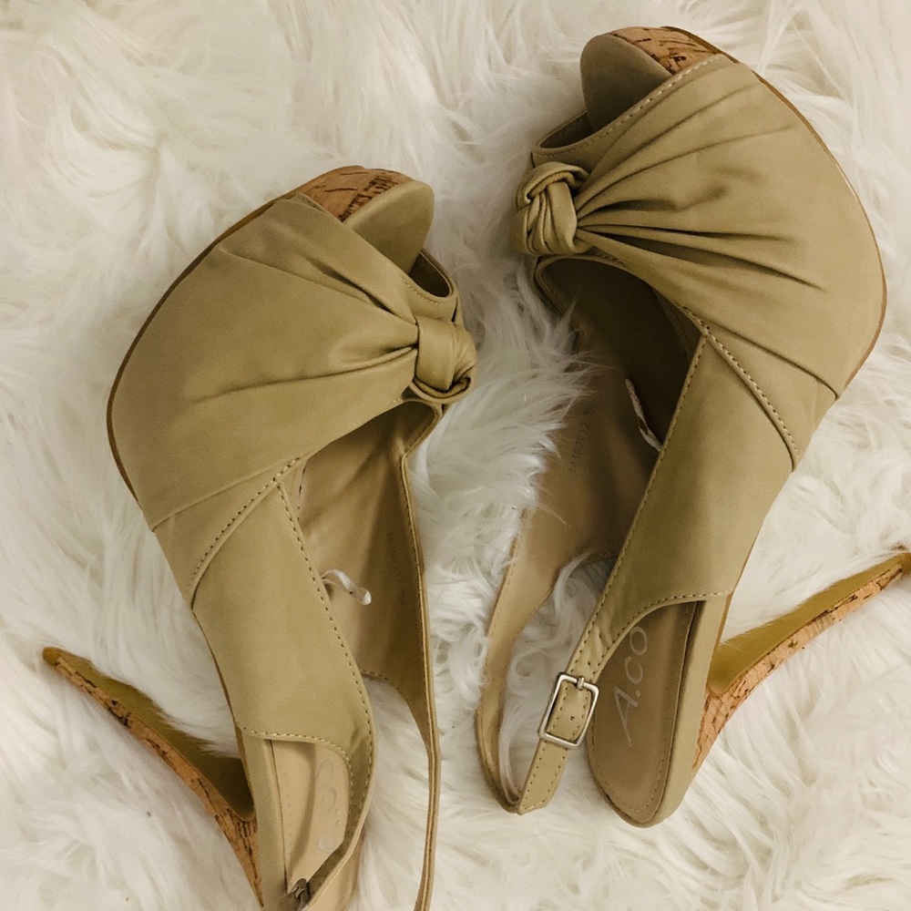 Beige Open-Toed Heels